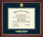 Western Texas College diploma frame - Gold Engraved Medallion Diploma Frame in Kensington Gold