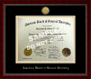 The American Board of General Dentistry certificate frame - Gold Engraved Medallion Certificate Frame in Sutton
