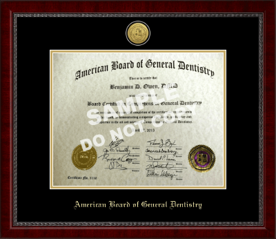 The American Board of General Dentistry certificate frame - Gold Engraved Medallion Certificate Frame in Sutton