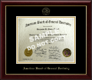 The American Board of General Dentistry Gold Embossed Certificate Frame in Gallery