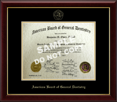 The American Board of General Dentistry certificate frame - Gold Embossed Certificate Frame in Gallery