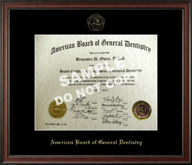 The American Board of General Dentistry certificate frame - Gold Embossed Certificate Frame in Studio