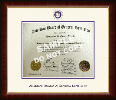 The American Board of General Dentistry certificate frame - Dimensions Certificate Frame in Murano