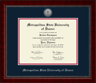 Metropolitan State University of Denver diploma frame - Silver Engraved Medallion Diploma Frame in Sutton