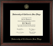 University of California San Diego Gold Embossed Diploma Frame in Studio