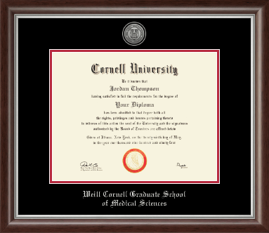 Cornell University diploma frame - Silver Engraved Medallion Diploma Frame in Devonshire