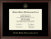 United States Bankruptcy Court Gold Embossed Certificate Frame in Studio