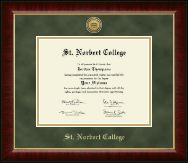 St. Norbert College Gold Engraved Medallion Diploma Frame in Murano