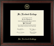 St. Norbert College Gold Embossed Diploma Frame in Studio