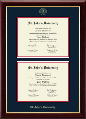 St. John's University, New York diploma frame - Double Diploma Frame in Gallery