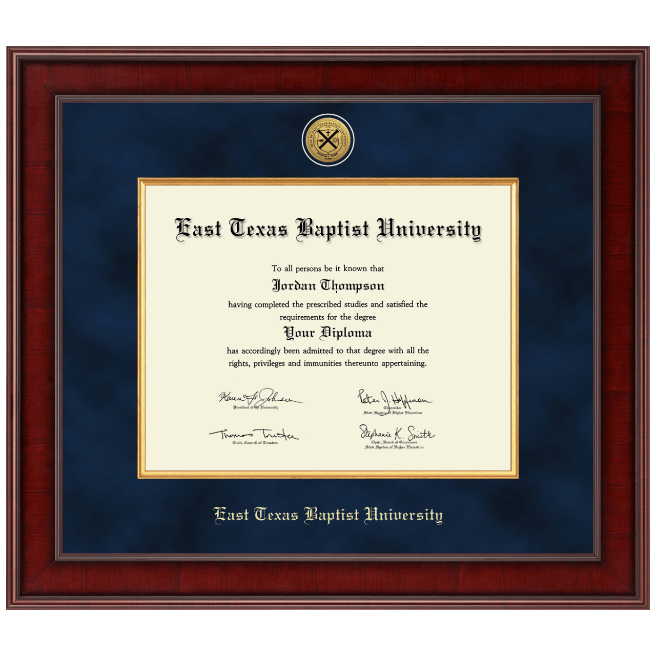 Presidential Gold Engraved Diploma Frame in Jefferson East Texas