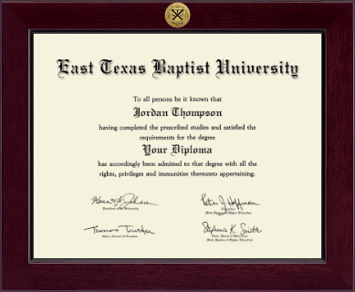East Texas Baptist University diploma frame - Century Gold Engraved Diploma Frame in Cordova