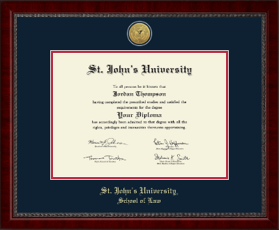 St. John's University, New York diploma frame - Gold Engraved Medallion Diploma Frame in Sutton