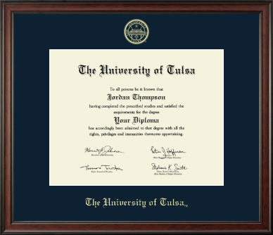 The University of Tulsa diploma frame - Gold Embossed Diploma Frame in Studio