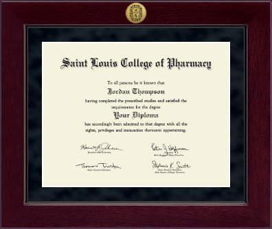 Saint Louis College of Pharmacy diploma frame - Millennium Gold Engraved Diploma Frame in Cordova