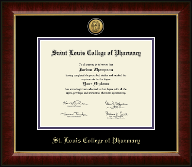 Saint Louis College of Pharmacy diploma frame - Gold Engraved Medallion Diploma Frame in Murano