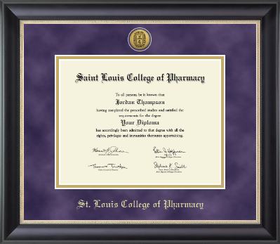 Saint Louis College of Pharmacy diploma frame - Gold Engraved Medallion Diploma Frame in Noir