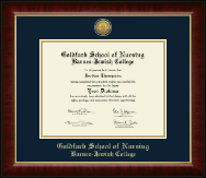 Goldfarb School of Nursing Barnes-Jewish College Gold Engraved Medallion Diploma Frame in Murano