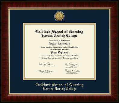 Goldfarb School of Nursing Barnes-Jewish College diploma frame - Gold Engraved Medallion Diploma Frame in Murano