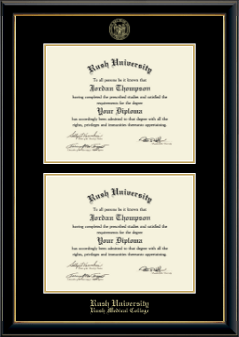 Rush University diploma frame - Double Diploma Frame in Onyx Gold