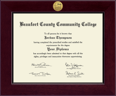 Beaufort County Community College diploma frame - Century Gold Engraved Diploma Frame in Cordova