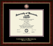 University of Minnesota Masterpiece Medallion Diploma Frame in Murano