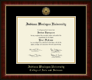 Indiana Wesleyan University  Gold Engraved Medallion Diploma Frame in Murano