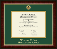 Western CUNA Management School Gold Engraved Medallion Certificate Frame in Murano