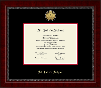 St. John's School - Houston, Texas diploma frame - Gold Engraved Medallion Diploma Frame in Sutton