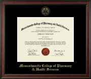 Massachusetts College of Pharmacy & Health Sciences Gold Embossed Diploma Frame in Studio