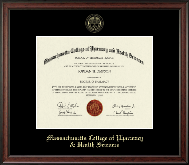 Massachusetts College of Pharmacy & Health Sciences diploma frame - Gold Embossed Diploma Frame in Studio