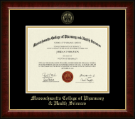 Massachusetts College of Pharmacy & Health Sciences Gold Embossed Diploma Frame in Murano