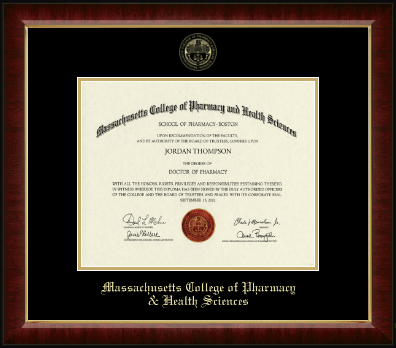 Massachusetts College of Pharmacy & Health Sciences diploma frame - Gold Embossed Diploma Frame in Murano
