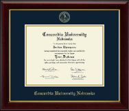 Concordia University in Nebraska diploma frame - Gold Embossed Diploma Frame in Gallery