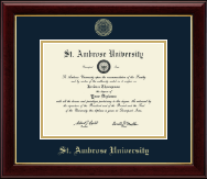 Saint Ambrose University diploma frame - Gold Embossed Diploma Frame in Gallery