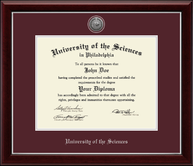 University of the Sciences in Philadelphia diploma frame - Silver Engraved Medallion Diploma Frame in Gallery Silver