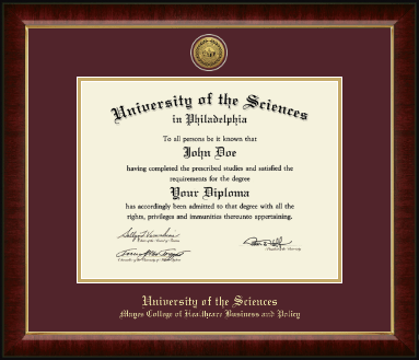 University of the Sciences in Philadelphia diploma frame - Gold Engraved Medallion Diploma Frame in Murano