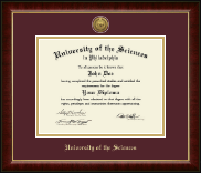 University of the Sciences in Philadelphia Gold Engraved Medallion Diploma Frame in Murano