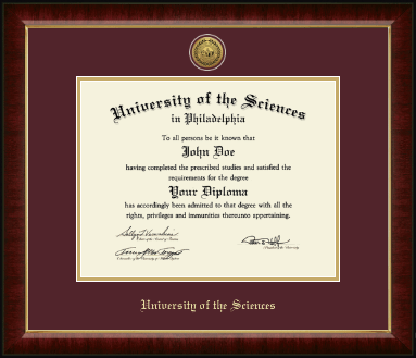 University of the Sciences in Philadelphia diploma frame - Gold Engraved Medallion Diploma Frame in Murano