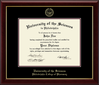 University of the Sciences in Philadelphia diploma frame - Gold Embossed Diploma Frame in Gallery