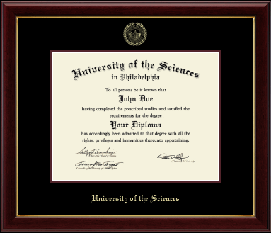 University of the Sciences in Philadelphia diploma frame - Gold Embossed Diploma Frame in Gallery
