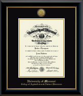 University of Missouri Columbia diploma frame - Gold Engraved Medallion Diploma Frame in Onyx Gold