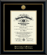 University of Missouri Columbia diploma frame - Gold Engraved Medallion Diploma Frame in Onyx Gold
