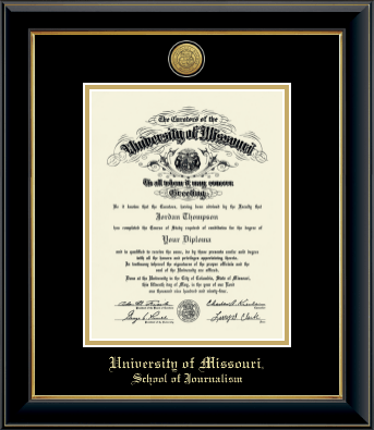 University of Missouri Columbia diploma frame - Gold Engraved Medallion Diploma Frame in Onyx Gold