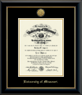University of Missouri Columbia diploma frame - Gold Engraved Medallion Diploma Frame in Onyx Gold