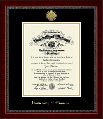 University of Missouri Columbia diploma frame - Gold Engraved Medallion Diploma Frame in Sutton