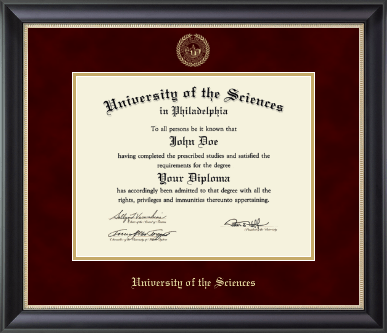 University of the Sciences in Philadelphia diploma frame - Gold Embossed Diploma Frame in Noir