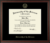 University of the Sciences in Philadelphia diploma frame - Gold Embossed Diploma Frame in Studio
