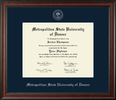 Metropolitan State University of Denver diploma frame - Silver Embossed Diploma Frame in Studio