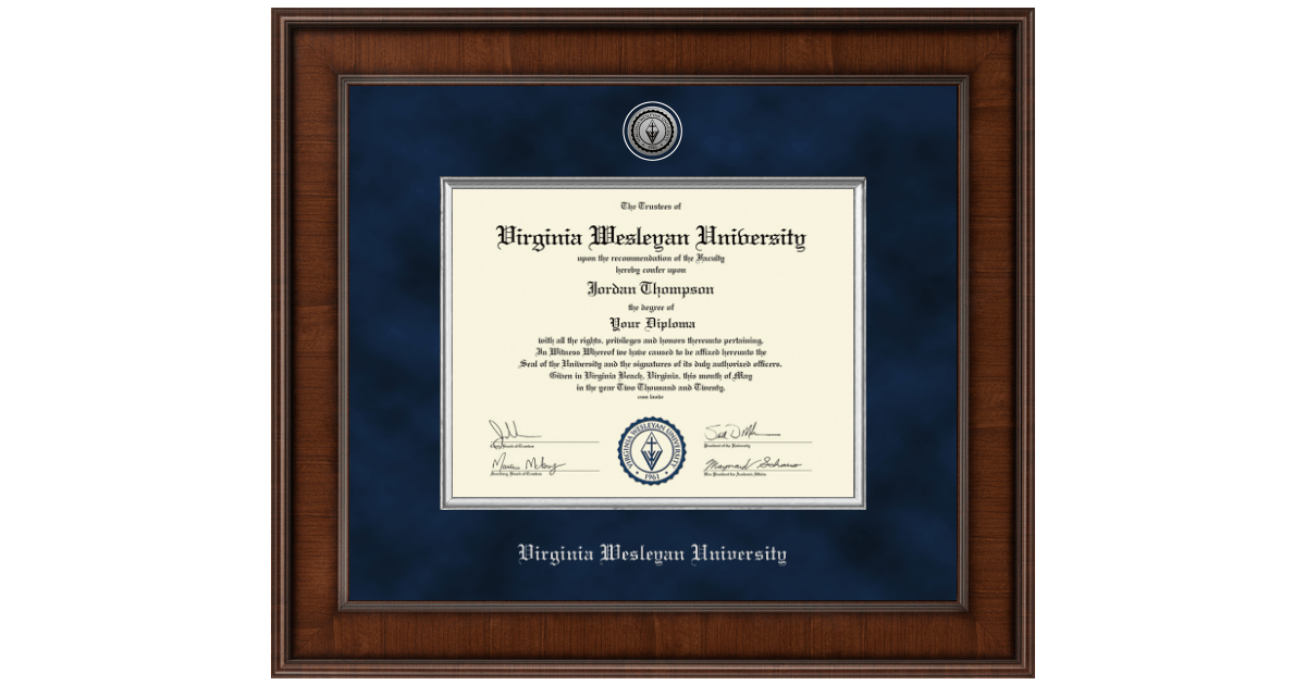 Virginia Wesleyan University Diploma Frame | Church Hill Classics